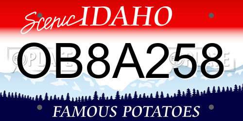 OB8A258 Idaho License Plate