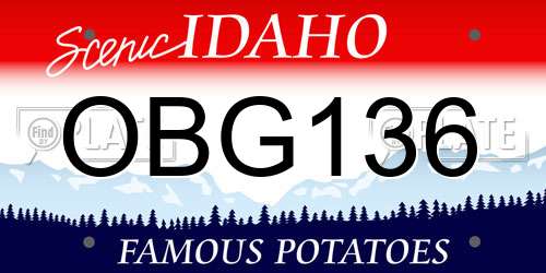 OBG136 Idaho License Plate