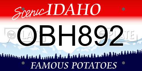 OBH892 Idaho License Plate