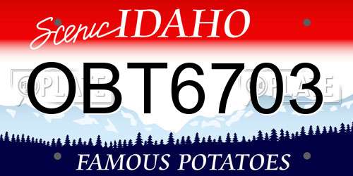 OBT6703 Idaho License Plate