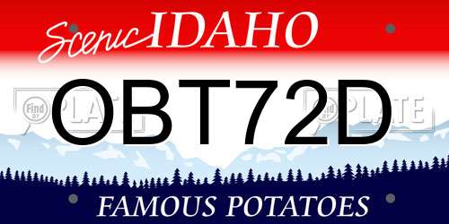 OBT72D Idaho License Plate