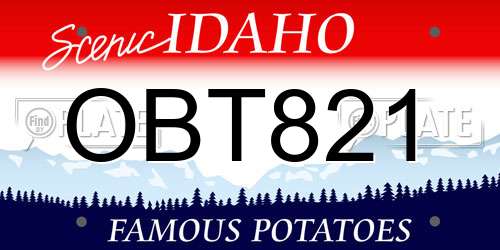 OBT821 Idaho License Plate