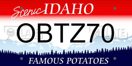 OBTZ70 Idaho License Plate