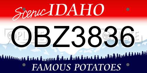 OBZ3836 Idaho License Plate
