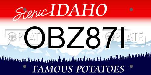 OBZ87I Idaho License Plate