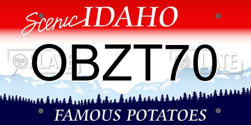 OBZT70 Idaho License Plate