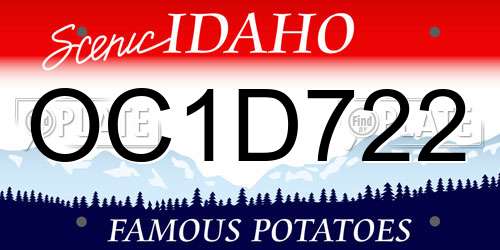 OC1D722 Idaho License Plate