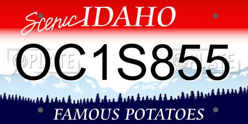 OC1S855 Idaho License Plate