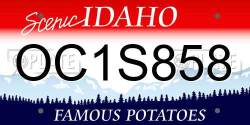 OC1S858 Idaho License Plate
