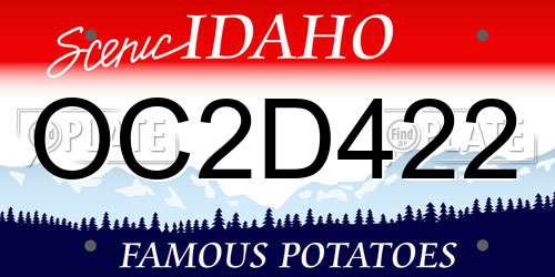 OC2D422 Idaho License Plate