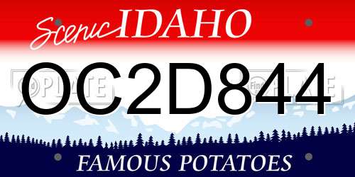 OC2D844 Idaho License Plate