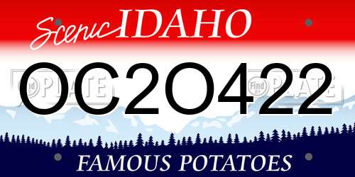 OC2O422 Idaho License Plate
