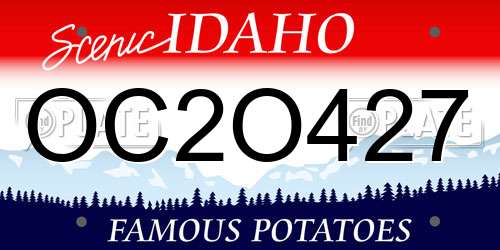 OC2O427 Idaho License Plate