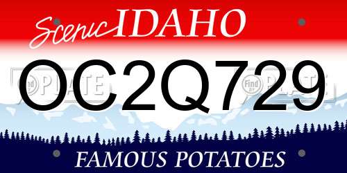 OC2Q729 Idaho License Plate