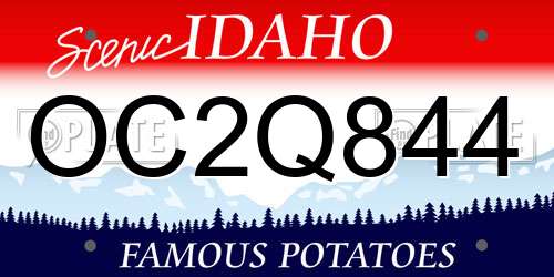 OC2Q844 Idaho License Plate