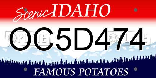 OC5D474 Idaho License Plate
