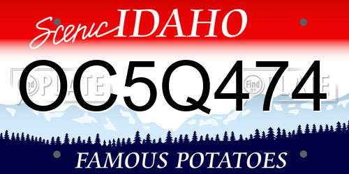 OC5Q474 Idaho License Plate