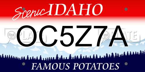 OC5Z7A Idaho License Plate