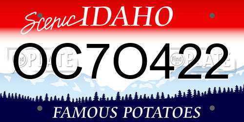 OC7O422 Idaho License Plate