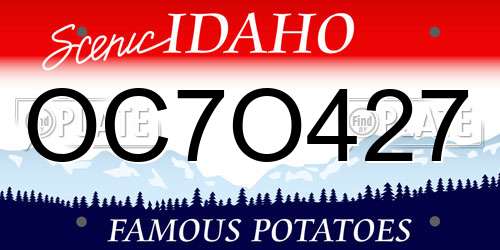 OC7O427 Idaho License Plate