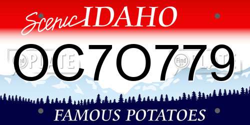 OC7O779 Idaho License Plate