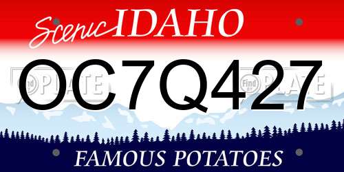 OC7Q427 Idaho License Plate