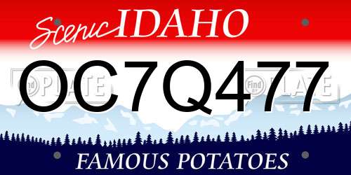 OC7Q477 Idaho License Plate