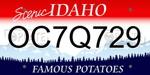 OC7Q729 Idaho License Plate