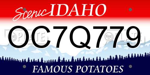 OC7Q779 Idaho License Plate
