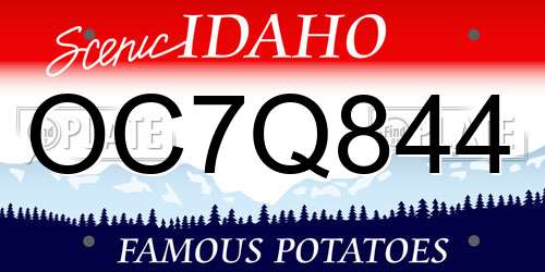 OC7Q844 Idaho License Plate
