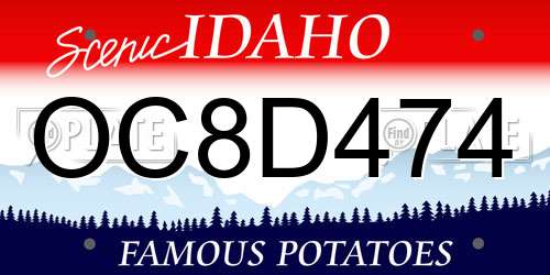 OC8D474 Idaho License Plate
