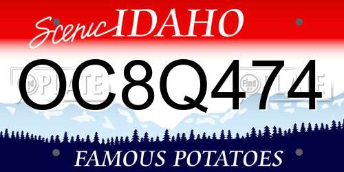 OC8Q474 Idaho License Plate