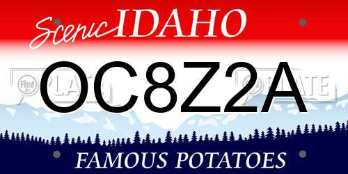 OC8Z2A Idaho License Plate