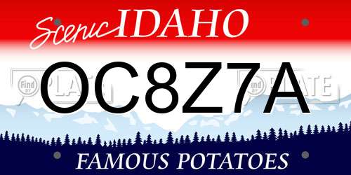 OC8Z7A Idaho License Plate