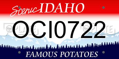 OCI0722 Idaho License Plate