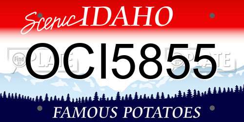 OCI5855 Idaho License Plate