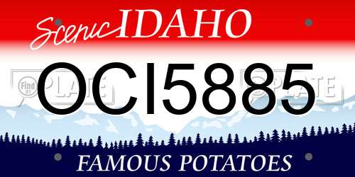 OCI5885 Idaho License Plate