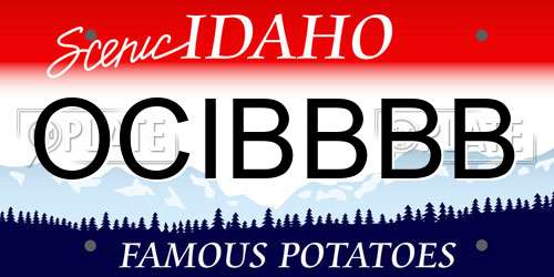 OCIBBBB Idaho License Plate