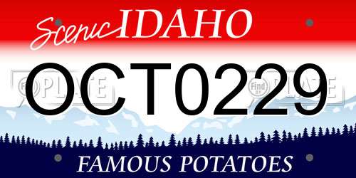 OCT0229 Idaho License Plate