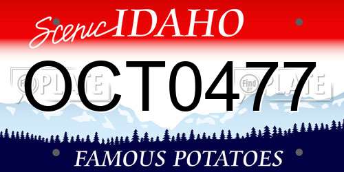 OCT0477 Idaho License Plate