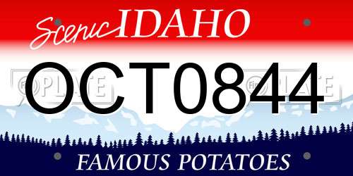 OCT0844 Idaho License Plate
