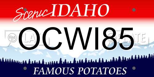 OCWI85 Idaho License Plate