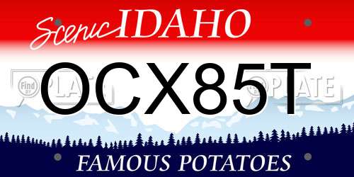 OCX85T Idaho License Plate