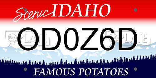 OD0Z6D Idaho License Plate