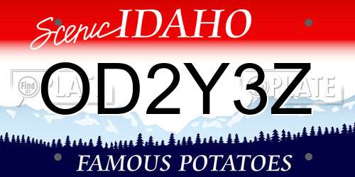 OD2Y3Z Idaho License Plate