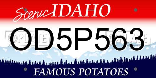 OD5P563 Idaho License Plate