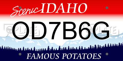 OD7B6G Idaho License Plate