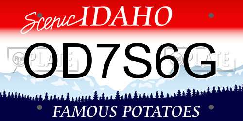 OD7S6G Idaho License Plate