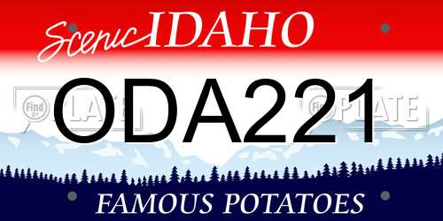 ODA221 Idaho License Plate