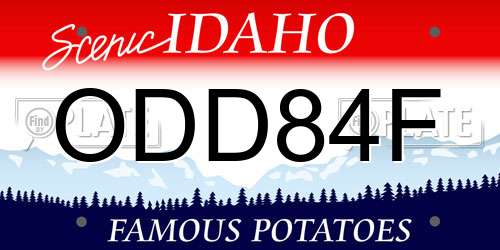 ODD84F Idaho License Plate